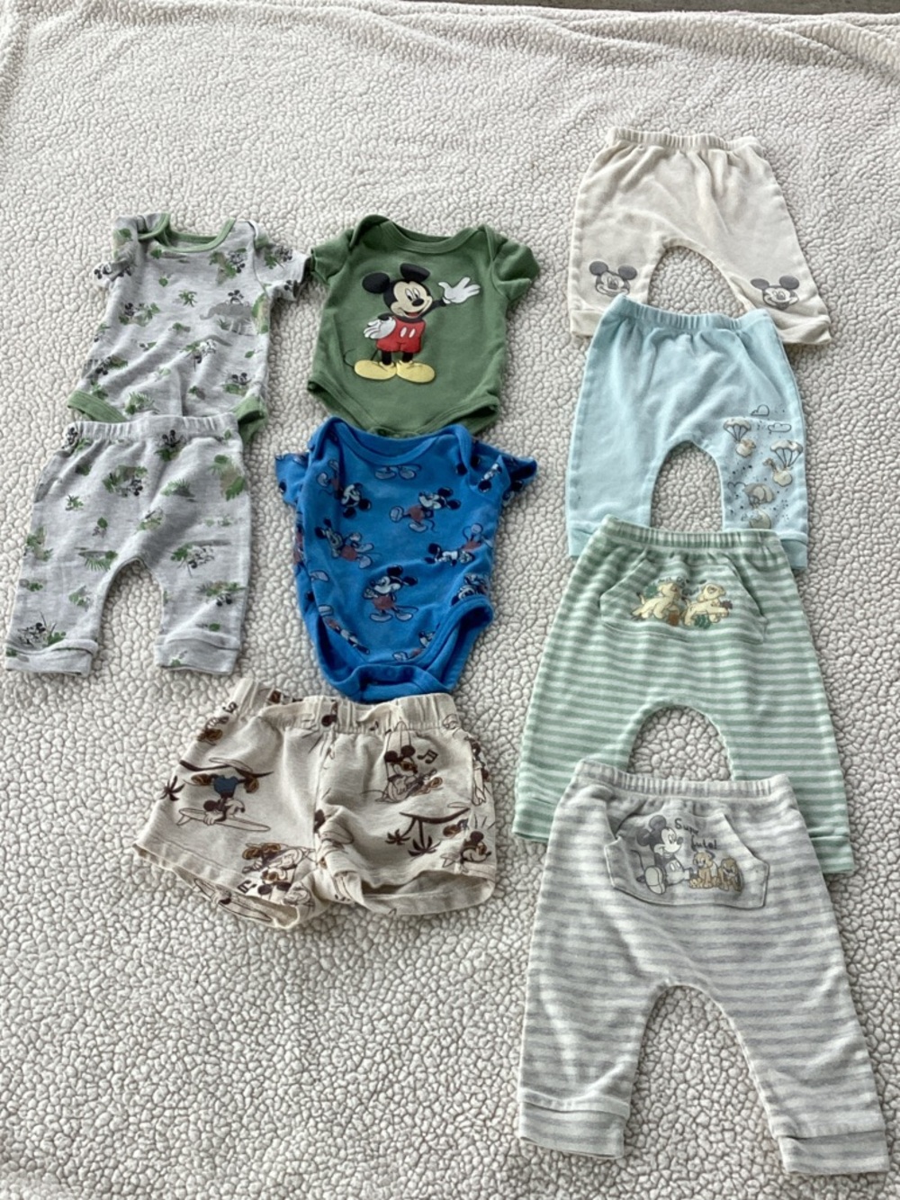 Bundle Of Nine Disney Baby Mickey And Friends 0-3,3-6 & One 12 Month